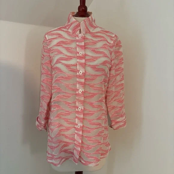 Carlisle white and pink blouse/over shirt size 8 - Picture 1 of 9